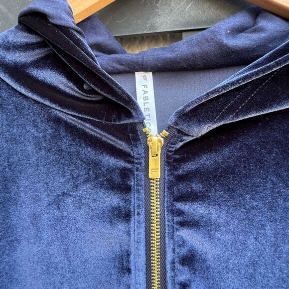 Fabletics Donna Velour Zip Up Hoodie in Navy | XL - Picture 6 of 7